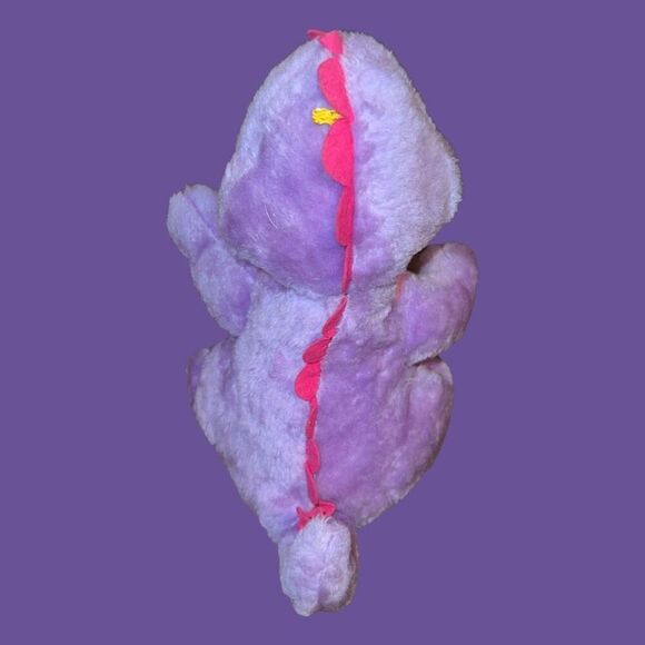 VINTAGE Dan Brechner Pink & Purple Baby Dinosaur Plush 11” - Picture 3 of 4